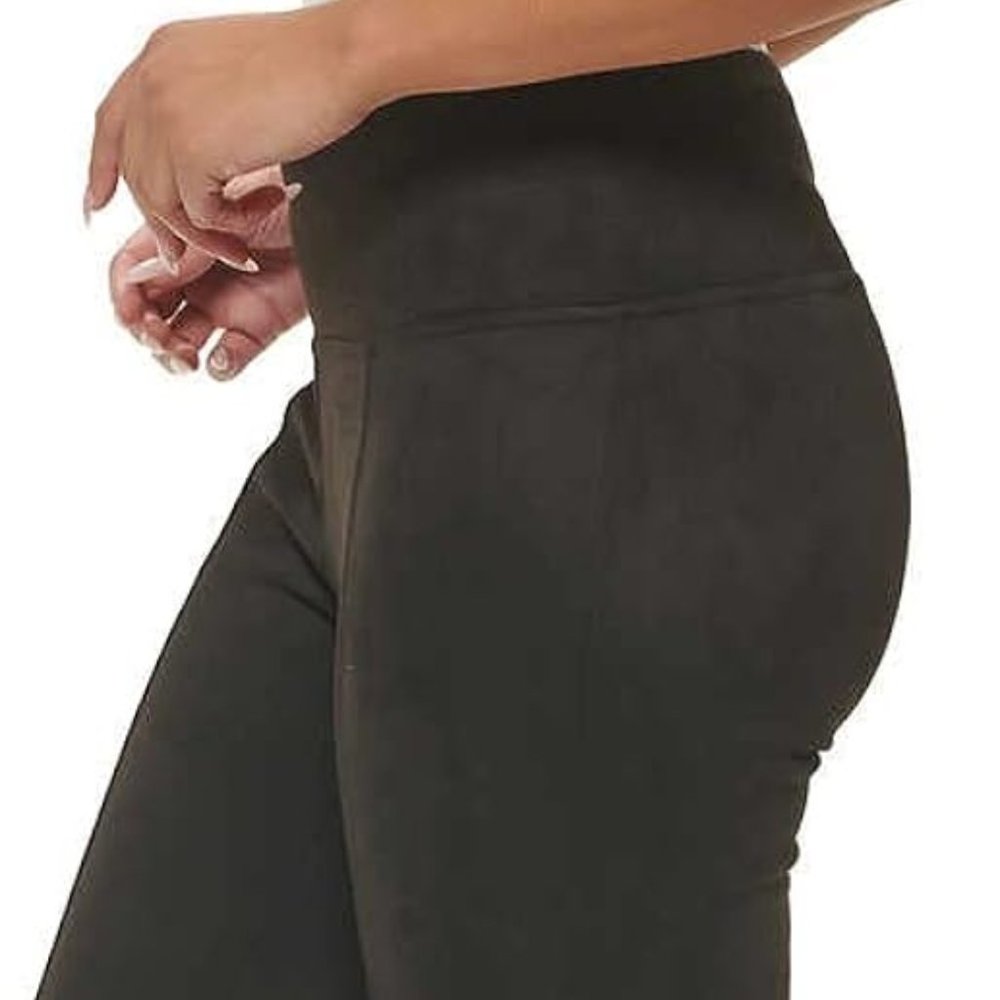 Andrew Marc Women's Faux Suede Pull On Pant Size XL Black Soft Stretch Slim Leg